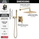 Delta Modern 14 Series Square Rain Shower System Faucet Set, Rainfall Brushed Gold Shower Head and Handle Set, Valve Trim Kit, 10 Inch, Champagne Bronze 342701-CZ