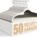 Simple Deluxe Velvet Hangers 50 Pack, Non-Slip Clothes Hangers with Shoulder Notches, 360 Swivel Hooks, Heavy Duty Coat Suit Hangers for Closet Space Saving, White