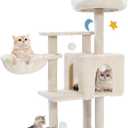 Cat Tree Tower with Metal Frame Hammock, 40'' Cat Trees for Indoor Cats Large Adult, Cat Towers with Scratching Post, Cats Condo Furniture with Cloud Top Perch, Cats Climbing Tower for Kittens(White)