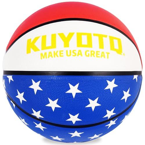 KUYOTQ Kids Youth Size 4 Basketball 25.5" Rubber Small Durable High-Bounce Fashion Flag Toddler Basketball for Boys Girls Gifts (Deflated)