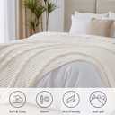 BEDELITE Blankets Queen Size for Bed, 300GSM Soft & Warm Fleece Blanket, Decorative and Giftable Striped Cream White Blankets for Women, Men, 90"x90"