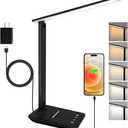 shinelife LED Desk Lamp for Office Home, Bright Desk Light with USB Charging Port, Adjustable Dimmable Desk Lamps 5 Modes 5 Brightness, Touch Study Lamp for Nail, Craft, Puzzle, Sewing, Study, Black