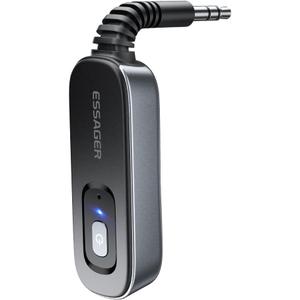 Bluetooth 5.1 Aux Adapter Receiver & Transmitter Rechargeable for Airpods Headphones Speaker, ESSAGER 3.5mm Aux Audio Jack Adapter for Airplane Treadmill Flight MP3 Player TV Car Home Stereo System