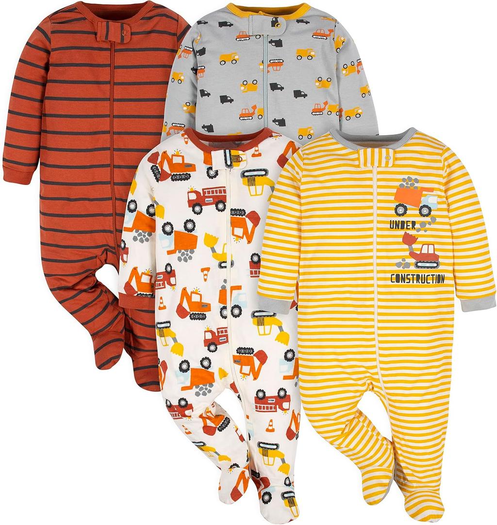 Gerber Baby Boys 4 Pack Sleep 'N Play Footie (3-6 Months, Transportation Zone)