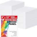 100 Pack 8x10 Inch Flat Canvas Boards for Painting, Canvas Panels 100% Cotton White Blank Art Supplies for Acrylics Oil Gouache Tempera Paints, 8"x10"- 100pcs