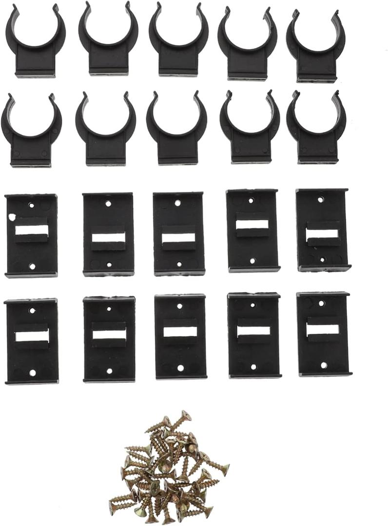Angoily 10 Set Screw- on Toe Kick Clip, Kitchen Leg Plinth Clips, Cabinet Leveler Clips, Adjustable Leg Plinth Clip, Black, 4.7X4.3CM