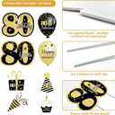 Happy 80th Birthday Decorations for Men Outdoor 80th Birthday Yard Signs with Stakes Black and Gold 80 Birthday Lawn Decor for Women Set of 8