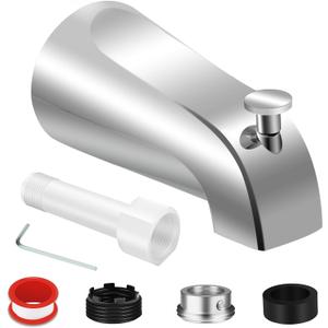 Universal Tub Spout for 1/2" Copper Pipe, 1/2" IPS and 3/4" IPS, Bathtub Spout with Diverter and Adapter and Hex Wrench (Chrome)