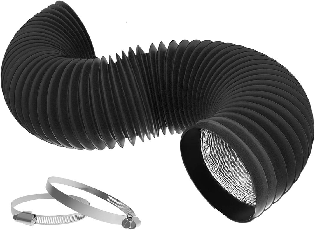 Dryer Vent Hose Flexible 4 Inch 8 Feet PVC Aluminum Foil Ducting Insulated Dryer Vent Hose for HVAC Ventilation with 2 Clamps (4in 8ft)