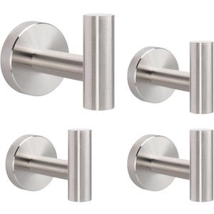 Livabber Bathroom Towel Hooks, 304 Stainless Steel Robe Shower Hooks Wall Mounted, Heavy Duty Towel Hangers for Bathroom Kitchen Bedroom (4 Pack, Brushed Nickel)