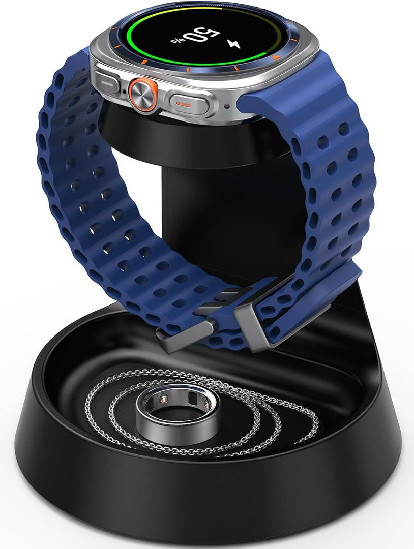 Watch Charger for Samsung - Galaxy Watch 8 Charger Stand with Built-in Magnetic Module, Wireless Charging Station for Samsung Galaxy Watch Ultra 8 7 6 5 4 FE - Bedside Organizer with Jewelry Tray