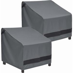 loriano Patio Chair Covers Waterproof Outdoor Furniture Chair Covers 600D Heavy Duty Fit as Lawn Lounge Deep Seat(2 Pack,Grey, Large) (38"D x 35"W x 34"H)