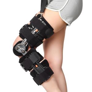 Hinged Knee Brace with Side Stabilizers for Women&Men, Adjustable Post Op Knee Immobilizer Leg Braces Orthopedic Patella Support for Arthritis, ACL, MCL, and PCL Injury Optimal Support for Rehabilitation, One Size