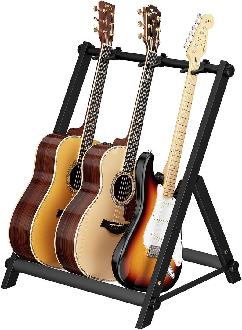 3 Multi Guitar Stand Rack With Thick Rubber Padding,Guitar Rack for Acoustic,Classical,Electric,Bass,Studio & Home,Durable,black(3 Holder)