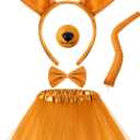 Zhanmai Mardi Gras Costume Kangaroo Costume Set Party Accessories Cosplay Outfit Kit Animal Tutu Skirt Ears Headband Bowtie Tail Nose (Dark Yellow)