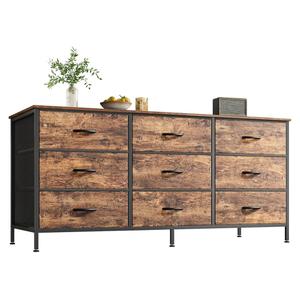 Huuger 9 Drawer Dresser, 47 Inch Dresser TV Stand for 50, 55 Inch TV, Entertainment Center with Drawers, for Bedroom, Closet, Rustic Brown