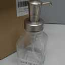 mDesign Square Glass Refillable Liquid Soap Dispenser Pump Bottle for Bathroom Vanity Countertop, Kitchen Sink - Holds Hand Soap, Dish Soap, Hand Sanitizer, Essential Oils - 2 Pack - Clear/Brushed