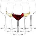 Wine Glasses Set of 6, 12oz Clear Red/White Wine Glasses, Long Stem Glasses for Party, Wedding and Home