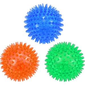 petizer 3-Pack 3.5 Squeaky Dog Toy Balls, Floating Dog Pool Balls, Spiky Dog Balls Water Toys, Durable Interactive Fetch Toys for Puppy, Dog Chew Toys for Teething (3.5", Medium/Large Dog) (Blue+Orange+Green)