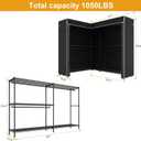 ULIFHOME E15C Max Garment Rack L Shaped Clothes Rack for Corner，Freestanding Clothing Racks for Hanging Clothes，Heavy Duty Closet System 57"W x 15.8"D x 78.4"H，Black Rack with Black Dustproof Cover