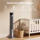 OLIXIS Tower Fan for Bedroom, 60°Oscillating Fan with Remote, 25ft Far, 28dB Quiet Electric Standing Fan, 12 H Timer, 5 Speeds, 4 Modes, Bladeless Floor fan for Home, Office, Indoor, 36 Inch