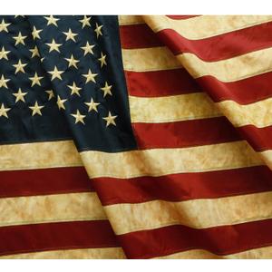 ANLEY Vintage Style Tea Stained American Flag 3x5 Foot - Embroidered Stars and Sewn Stripes - 4 Rows of Lock Stitching - Antiqued US National Banner Flags with Brass Grommets 3 X 5 Ft