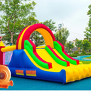 HuaKastro 16x7.2FT Inflatable Bounce House with 2 Racing Slides & Large Climbing Wall, 3 in 1 Kids Inflatable Trampoline Rainbow Jumping Castle Kids Backyard Playgrounds - with Air Blower