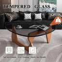 Modern Glass Coffee Table, Mid Century Small Coffee Table, Coffee Table for Living Room,Suitable for Bedroom Living Room Reception Office Tables (Walnut/Grey, Small)