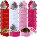 Funnymoom 24 Pcs Heart Shaped Valentine Tins Small Heart Boxes with Clear Window Lids 2 oz Empty Metal Hearts Jar Box for Valentine Candy, Gift(Lively, Red, Pink, Rose Red, White)