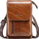 Genuine Leather Small Crossbody Bag for Men Women, Cellphone Belt Pouch Bag, Travel Passport Wallet, Shoulder Holster