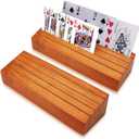 Playing Card Holders Deck Stand, Play Cards Holder for Kids or Elder People, Hands-Free Wood Holder Racks,Tray for Organizing Cards (2 Pack)