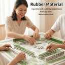 Mahjong Mat for Table with Carrying Bag, 31.5" x 31.5", Rubber, Anti-Slip Noise Reduction, Grass and Floral Design, for Mahjong, Card and Board Games (Pale Green)