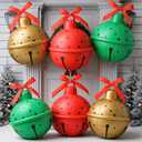 Jetec 6 Pcs 24'' Giant Christmas Inflatable Jingle Bells Large Jingle Bell Ball Fun Christmas Decor Xmas Balloon Outdoor Ornament for Garden Yard Patio Holiday Decor