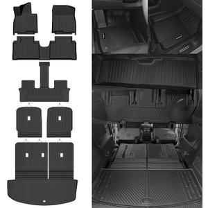 Naibeve Floor Mats for 2026 Hyundai Palisade Hybrid 7 Seats/Captain Seat(Not for Gas) - All Weather Floor Mats & Trunk Mat with Backrest Mats & Second Row Backrest Mats Accessories