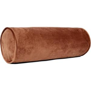 Sherry Kline Velvet Set of 2 Neck Bolster Pillow, Made with Plush Velvet, Cylinder Pillows, for Couch & Bed, Decorative Round Throw Pillow, Back & Neck Support (Set of 2, Brown) (18 x6)