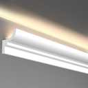 24 Pack 45.67" Ceiling Crown Molding Trim with LED Duct Kit (Total 91.3 Ft), High-Impact Decorative Ceiling Moulding with Separate LED Channel, Crown Molding for Ambient Home Lighting, Glue Included
