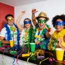 Mardi Gras Table Decorations Wooden Set,Glitter Mardi Gras Tiered Tray Decor for Home Party Room