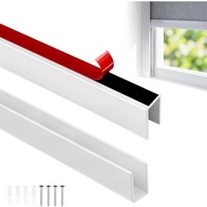 Moxweyeni 2 Pcs U Channel Aluminum Alloy Light Blocking Strips for Roller Blinds White 58" for Roller Window Shades and Blinds Blackout Side Rail Tracks Bedroom Sleep Nursery, 57.87 inches x 2.36 inches