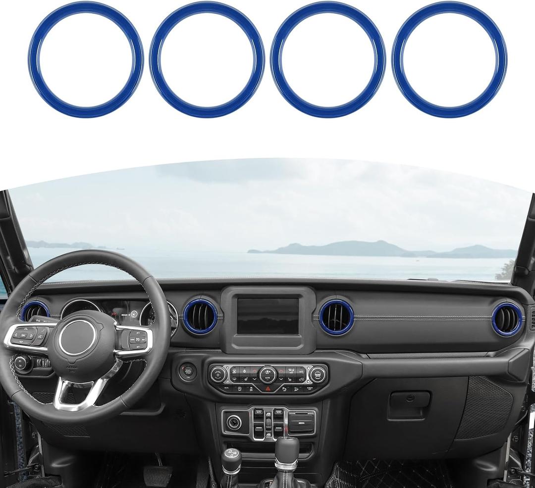 RT-TCZ for Wrangler JL Dash Air Vents Cover Trim Stickers Blue for Jeep Wrangler JL JLU Gladiator JT 2018-2023 Blue Interior Accessories 4pcs
