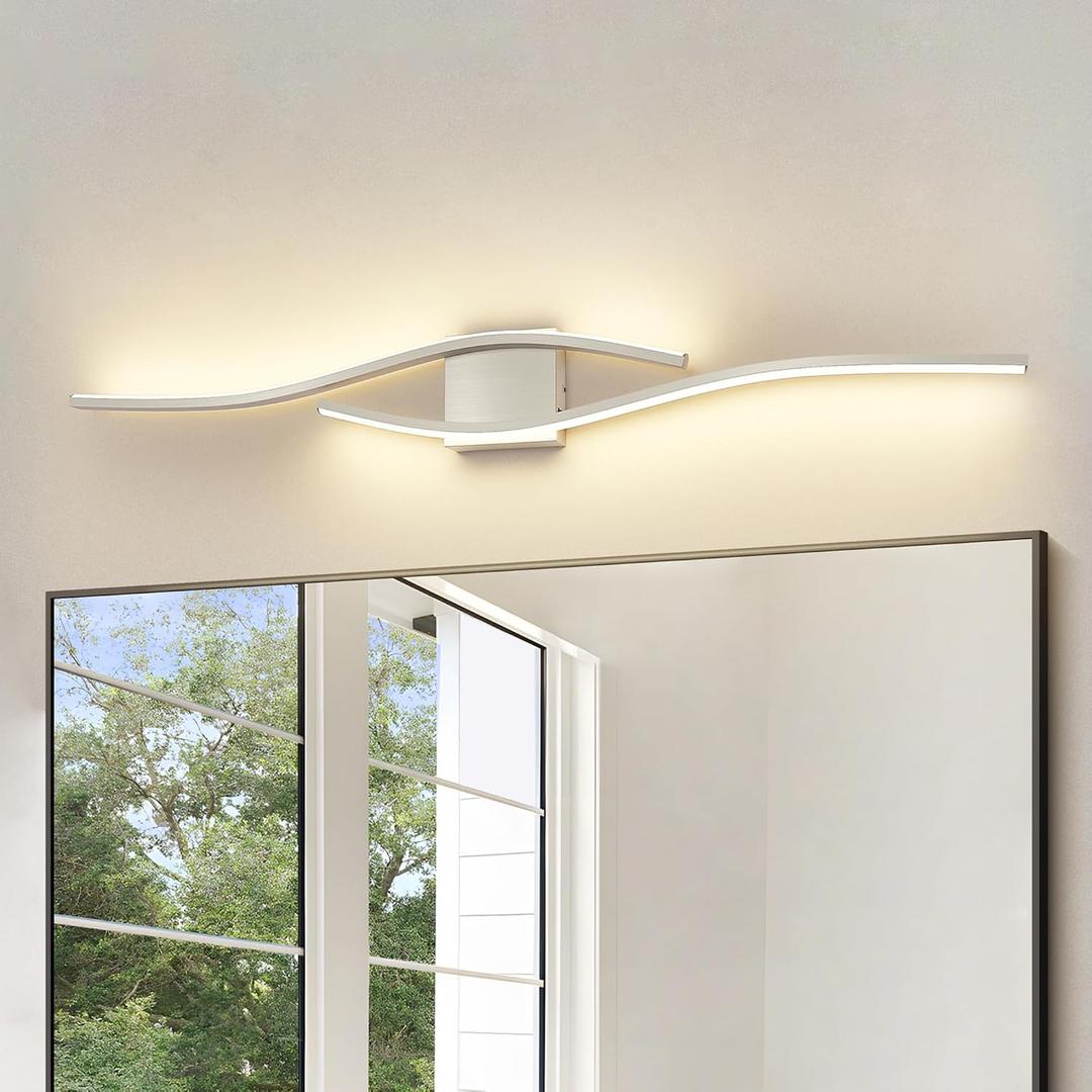 Joossnwell Brushed Nickel Vanity Light for Bathroom Lights Fixtures Modern 5CCT Dimmable Vanity Lights Bar 39.37 Inch Led Bath Light Fixtures Over Mirror, 39.4 inch long