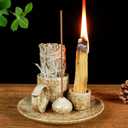 MOUGIGI 5.1Inch 5-in-1 Ceramic Smudge Bowl Brown - Incense Stick Holder, Small Candle Holder, Smudge Bowl/Dish, Fits Palo Santo, Sage.Zen Altar for Meditation/Yoga, Aromatic Scents, Easy to Clean