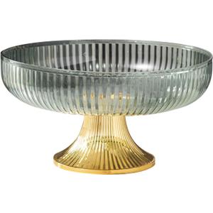 Fruit Bowl with Base, Clear Plastic Fruit Holder, Candy Nuts Snack Serving Storage Trays,Decorative Fruit Plate for Kitchen Counter Tables(Green)