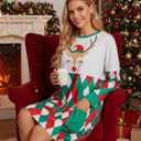 MOUSYA Women Dress Shirt Christmas Long Sleeve Tops Santa Printed Pullover Loose Plus Size T-Shirt Blouse with Pockets (XL)