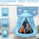 Swing Set with Tent Swing, Hanging Tree Tent w/Swing Frame, X-Shaped Swing Stand with Tent Swing, Tent Swing Chair, 330 lbs, w/Rainbow Lights String, Indoor Outdoor Use (Light Blue)