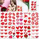 3 x 83Pcs Red Lip Heart Tattoos Stickers Valentine's Day Love Heart Rose Angel Arrow Line Fake Temporary Tattoos Stickers Waterproof Decals for Women Man Face Valentines Wedding Halloween Party Supplies