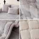 Velvet Couch Cover, Sectional Couch Covers for Sofa, Funny Fuzzy Sofa Covers Pet Friendly, Non-Slip Couch Protector for Dogs & Kids(1PC, Light Grey, 35.4"83", 3 Seaters)