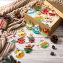 Namalu 24 Pcs Vintage Christmas Hanging Ornament Bowl Shaped Vintage Christmas Ornament Acrylic Hanging Tree Decorations for Party Supplies, 12 Styles