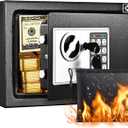 ADIMO Safe Box for College Dorm Room with Fireproof Waterproof Bag, Money Safe with Keys & Pass Code & Wall Mount Kits, Hidden Home Safe for Money, Jewelry, and Documents-0.5 Cubic Feet