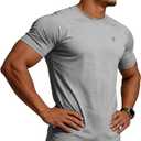 Casual Short Sleeve Crew Neck Classic Wicking Breathable Fitness Muscle Athletic T Shirts Mens, Large