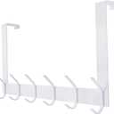 YUMORE Over The Door Hooks, Heavy Duty Over Door Hanger Stainless Steel for Coats Robes, Hanging Towel Rack Back of Bathroom Bedroom Door, Long Arms Easy Reach, White